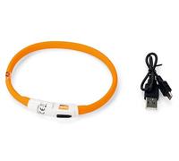 Karlie 64965 Visio Light Collar LED para Gato, Ajustable Máximo 35 cm, Recargable con USB, Naranja