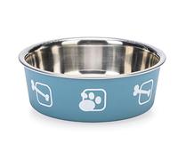 Karlie Ascar Kena - Cuenco para Perros (Acero Inoxidable, 300 ml, diámetro: 10-12 cm), Color Azul