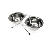 Karlie Duo Dinner - Soporte para Cuencos (Acero Inoxidable, 380 ml, diámetro de 9 a 13 cm), Color Plateado
