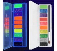 KARLOR 10 colores fluorescentes sombra de ojos brillantes neón UV sombra de ojos mate brillante lentejuelas multicolor cremoso paleta de sombra de ojos con pincel UV espectáculo de ojos resplandor