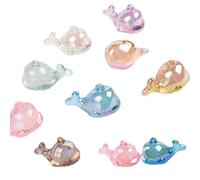 KARLOR 12 llaveros con forma de ballena, acrílico de 32 mm, colgante de ballena multicolor con patrón de burbujas, cristal de animales marinos, manualidades, colgante de ballena, accesorios para bolso