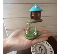 KARLOR Casa de árbol en miniatura con escalera, mini casa de gato de madera de fieltro, pequeña cabaña de fieltro, construcción en miniatura, hecha a mano, decoración de mesa, adornos de escritorio