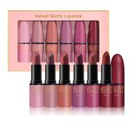 KARLOR Juego de 6 barras de labios, juego de 6 lápices de labios mate, palo de rosa, rojo y rosa, 24 horas de duración, color rosa, juego de regalo hidratante