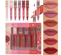 KARLOR Juego de 6 pintalabios Boho, juego de 6 pintalabios líquido, juego de pintalabios líquido, color rosa nude rosa, 24 horas de duración, resistente al agua, juego de regalo para mujer