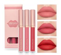 KARLOR Juego de pintalabios líquido, 3 unidades, mate, color rosa, melocotón, rojo, mate, hidratante, impermeable, de larga duración, 24 horas (juego B)