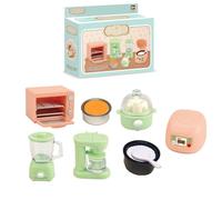 KARLOR Juego de utensilios de cocina para casa de muñecas, miniatura, horno exprimidor, cocedor de huevos, cafetera, casa de muñecas, utensilios de cocina 1:12, accesorios de cocina, muebles de