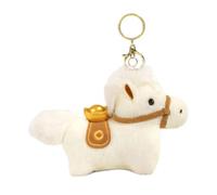 KARLOR Llavero de pony de peluche con lingote dorado, caballo esponjoso blanco con sillín, figura de caballo, colgante de mochila, colgante de coche, decoración de animales lindos, regalo 2026