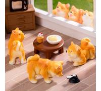 KARLOR Mini figuras de perros, 6 piezas de estatuas Shiba Inu, lindos adornos para cachorros, escultura, animales de compañía, pieza de colección, regalo de escritorio, decoración