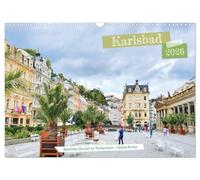 Karlsbad - Beliebter Kurort in Tschechien (Wandkalender 2026 DIN A3 quer), CALVENDO Monatskalender: Karlovy Vary glänzt mit prächtigen Häusern und eleganten Kurkolonnaden