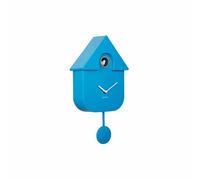 Karlsson Bright Modern KA5768 - Reloj de pared de cuco con péndulo oscilante y canción de pájaro tuiteando (azul brillante)