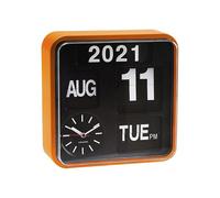 Karlsson Mini Flip - Reloj de pared, marco naranja, fondo negro