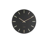 Karlsson Reloj de Pared Charm - Acero Negro Manecillas de Oro - Pequeño - Ø30cm - Redondo - Acero - Relojes de Sala de Estar - Oficina - Dormitorio