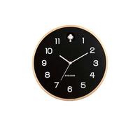 Karlsson Reloj de Pared de Cuco Natural Negro (KA5886BK) | Redondo, escandinavo, moderno, madera de abedul, reloj de pared, sala de estar, reloj de pared, reloj de cuco