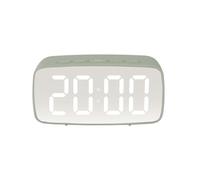 Karlsson Reloj Despertador con Espejo Plateado LED, Color Verde Caqui