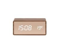 Karlsson Reloj despertador LED con espejo de cobre (madera oscura - KA5878DW)
