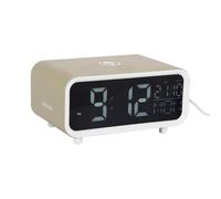 Karlsson Reloj despertador LED grueso con cargador de teléfono inalámbrico y visualización de día/fecha (verde té)