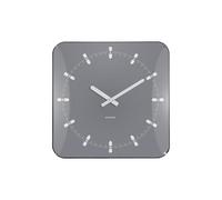 Karlsson Sucinto - Reloj de pared cuadrado de cúpula - Reloj cuadrado minimalista moderno con esquinas redondeadas y cúpula de cristal - Movimiento silencioso de barrido - 35 x 35 cm (gris)