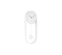 Wall Clock Pendulum Charm Steel White