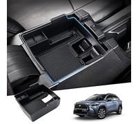 Karltys Compatible con organizador de consola central Toyota Corolla 2019-2026/Corolla Cross 2022-2026, accesorios, bandeja de consola media, contenedor de almacenamiento con alfombrillas de silicona