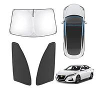 Karltys Parasol para Nissan Sentra 2020-2024, parasol mejorado 210T Sentra y cubierta de ventana lateral delantera, protector plegable para coche, protector de visera de rayos UV, mantiene el vehículo