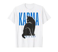 Karma Is A Cat Funny Cat Lover Quote Gráfico Camiseta