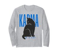 Karma Is A Cat Funny Cat Lover Quote Gráfico Manga Larga