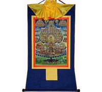 Karma Kagyu en el árbol del refugio, Kamtsang Kagyu, Gyalwa Karmapa, Arte de la pintura tibetana Thangka, Tapiz de Buda con pergamino (Color : Blu, Size : Small 35cm*27cm) (Color : Blu, Size : Lar