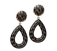 Karma NH10486030 - Pendientes para mujer, multicolor, negro o rosa, 7 cm, pendientes modernos para mujer, gota grande, accesorio de verano, 7 x 3,3 cm, Acero aleado Plástico, Sin piedra preciosa