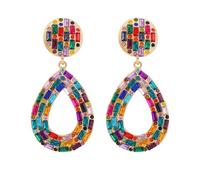Karma NH10486030 - Pendientes para mujer, multicolor, negro o rosa, 7 cm, pendientes modernos para mujer, gota grande, accesorio de verano, 7 x 3,3 cm, Acero aleado Plástico, Sin piedra preciosa
