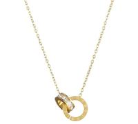Karma NH10785785 - Collar para mujer de acero inoxidable y oro, 40 cadenas con doble anillo colgante con números romanos y piedras brillantes, joya para mujer, ajustable, 40 cm, Metal, No es una