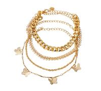 Karma NH10897324 - Juego de pulseras para mujer (4 piezas, ajustable, moderna, idea de regalo, accesorio para mujer, pulsera de hojas, mariposas)