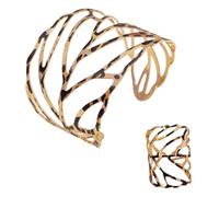 Karma NH10929485 Juego de joyas para mujer, oro marrón, pulsera y anillo de aleación, diseño de filigrana, moderno, elegante, idea de regalo, 5,5 cm, Acero aleado, No es una piedra preciosa