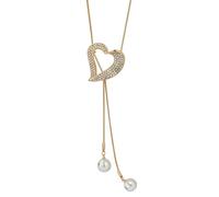 Karma NH10937790 - Cadena larga para suéter con forma de corazón, 86 cm, oro o plata, cadena de aleación, collar para mujer, collar moderno, regalo para mujeres, 86 x 0,1 cm, Metal, No es una piedra