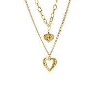 Karma NH10946084 - Collar de 2 filas con forma de corazón de acero inoxidable chapado en oro, 41 cm, cadena para mujer, moderna