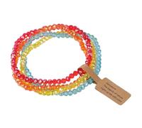 Karma NH11001764 - Juego de 4 pulseras para mujer, perlas de cristal, color rosa, multicolor, azul, turquesa o verde, diseño de filigrana, pulsera moderna para mujer, regalo para ella, pulsera de