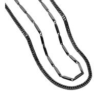 Karma NH11083053 - Juego de collares para hombre, color negro, acero inoxidable, 50 cm, cadena para hombre, collar moderno, regalo para él, impermeable, hipoalergénico, cadena de acero inoxidable