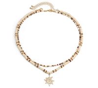 Karma NH11114305 - Juego de collares para mujer, color dorado y beige con cáscara de coco, cadena de perlas, cadena para mujer, collar moderno regalo para ella, cadena de verano