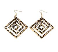 Karma NH11145312 Pendientes geométricos Leo 6,5 cm Oro Marrón Leopardo Estampado Moderno Pendientes Mujer Joyas Cuadrado