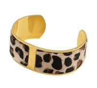 Karma NH11231066 - Pulsera para mujer Leo de 6 cm de diseño moderno, 1,5 o 2,5 cm de ancho, bisutería moderna, elegante, idea de regalo, joya para mujer, diseño de leopardo, 6 cm, Acero inoxidable, No