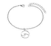 Karma NH11302840 Tobillera estrella de mar, ola o tortuga, plata, 21 cm, moderna, filigrana, tobillera marítima, joya para el pie, vacaciones, playa, accesorios de moda de noche, 21 x 1,2 cm, Metal