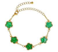 Karma NH11498013 - Pulsera para mujer, diseño de flores, color dorado, negro, blanco, verde o marrón, con cierre de mosquetón, joyas para mujer, 17 x 1,5 cm, Alumminium, Ninguno