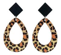 Karma NH11694741 XL - Pendientes para mujer, diseño de cebra o leo, color blanco y marrón, 7,5 cm, de madera, modernos, grandes, accesorio de verano, pendientes de declaración, 7,5 x 4 cm, Madera