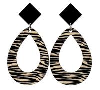 Karma NH11694741 XL - Pendientes para mujer, diseño de cebra o leo, color blanco y marrón, 7,5 cm, de madera, modernos, grandes, accesorio de verano, pendientes de declaración, 7,5 x 4 cm, Madera