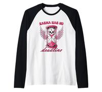 Karma no Tiene Fecha límite de Reloj de Arena de Calavera gótica Camiseta Manga Raglan