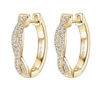 Karma OR1013 - Pendientes de aro para mujer con moissanita, de plata 925 o de 17 mm de diámetro, elegantes pendientes de aro para mujer, 1,7 x 0,3 cm, Plata de ley, Moissanita