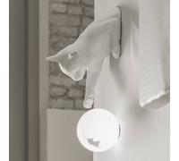 Karman aplique de pared Maoo, cerámica blanca, cristal, figura de gato