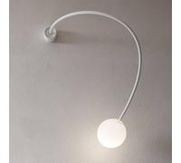 Karman aplique de pared Moony, blanco, Ø 15 cm, proyección 100 cm cristal