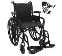 Karman Healthcare 802-DY-E - Silla de ruedas ligera de aluminio con reposabrazos abatibles con patas elevadoras, color negro, ancho del asiento de 18 pulgadas