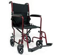 Karman Healthcare LT-2017-BD Folding Aluminum Transport Chair, Burgundy, 17 Inches Seat Width