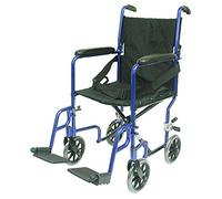 Karman Healthcare LT-2017-BL Silla plegable de transporte de aluminio, azul, 17 pulgadas de ancho del asiento